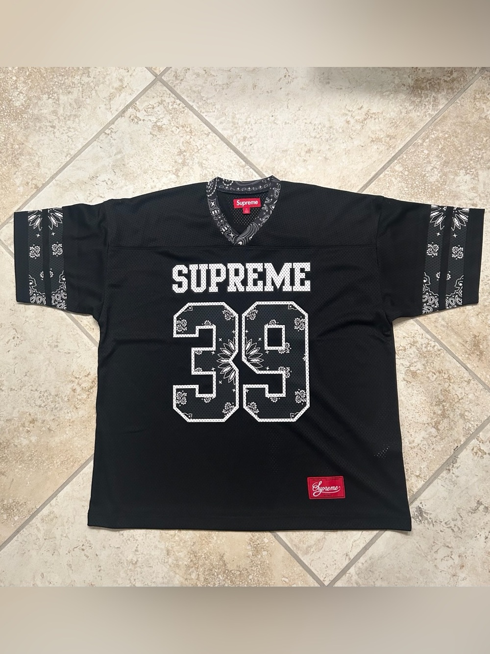 Supreme Bandana Football Jersey Black Size M